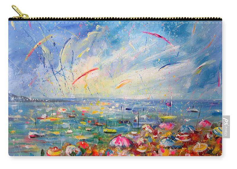 Summer Zip Pouch featuring the painting Summer Vibes 06 by Miki De Goodaboom