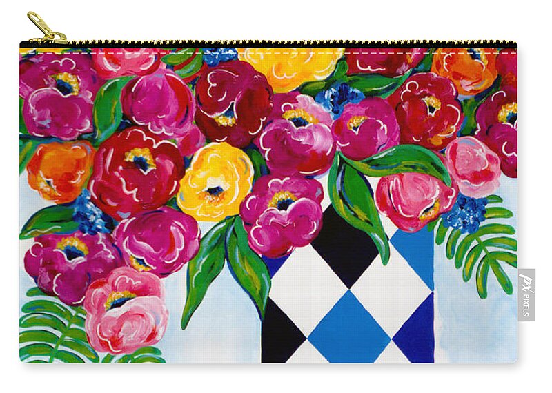 Flower Bouquet Carry-all Pouch featuring the painting Summer Blooms by Beth Ann Scott