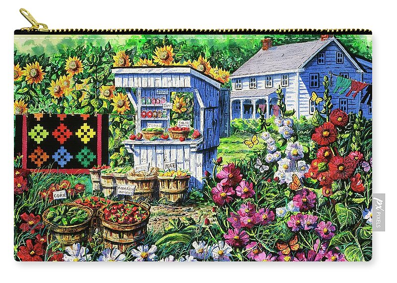 Farm Zip Pouch featuring the painting Summer Bounty by Diane Phalen