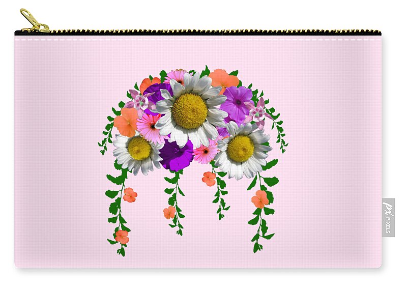 Summer Zip Pouch featuring the digital art Summer Daisy Floral Bouquet by Delynn Addams