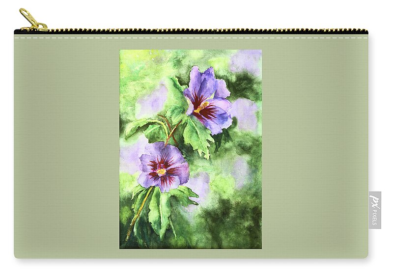 Canadian Artist Painter Sher Nasser Zip Pouch featuring the painting Summer Glory Watercolour on Paper by Sher Nasser
