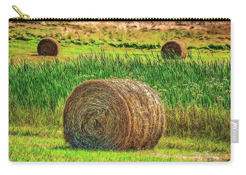 Hay Fields Zip Pouch featuring the photograph Summer Hayin' by Tammy Bryant