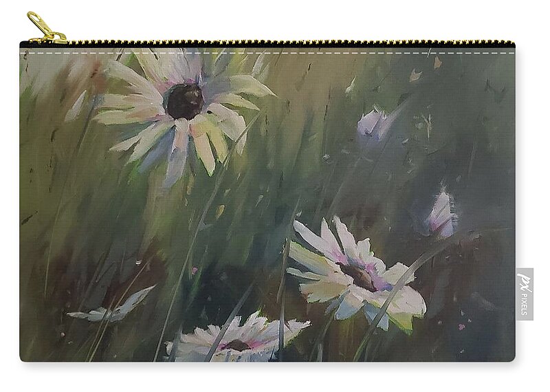 Daisy Carry-all Pouch featuring the painting Summer is Daisies by Sheila Romard