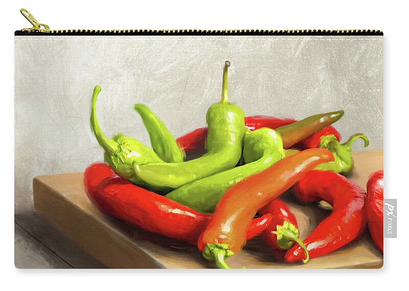 Cooks Illustrated Zip Pouch featuring the painting Summer Peppers by Robert Papp