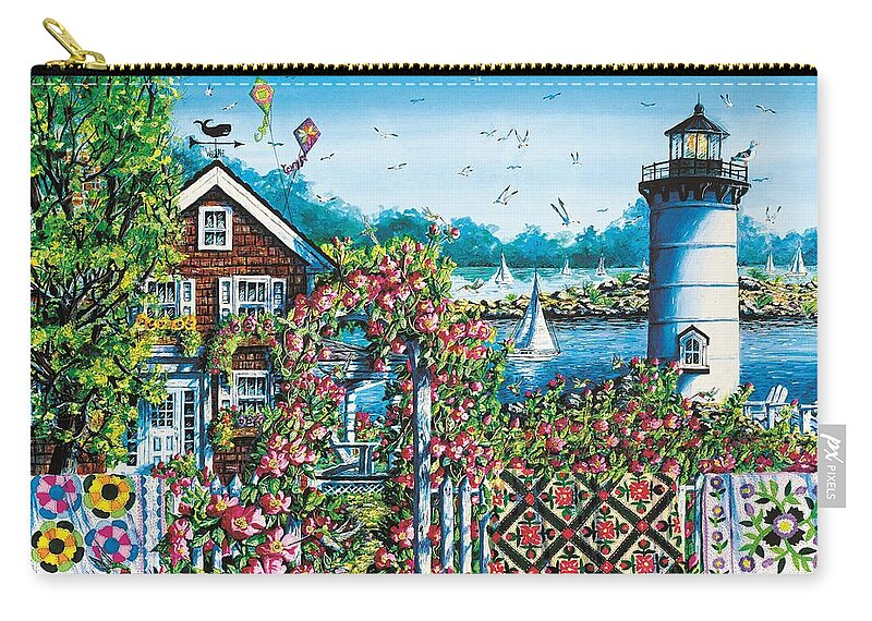 Summer Carry-all Pouch featuring the painting Summer Rose Harbor by Diane Phalen