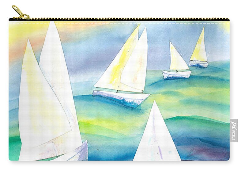 Sailboats Zip Pouch featuring the painting Summer Sails by Clara Sue Beym