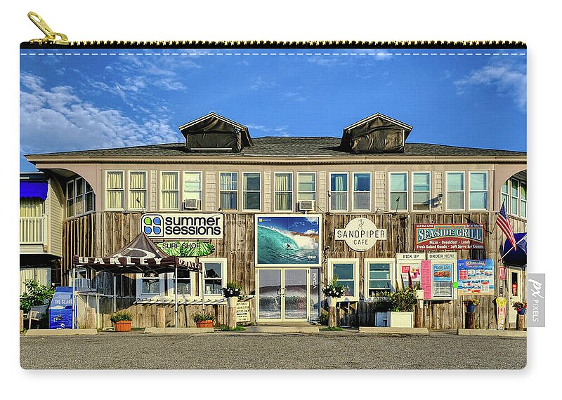 Summer Sessions Surf Shop Zip Pouch featuring the photograph Summer Sessions Surf Shop by Deb Bryce