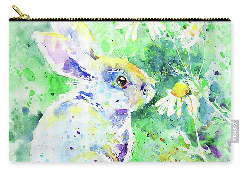 Rabbit Zip Pouch featuring the painting Summer Smells by Zaira Dzhaubaeva