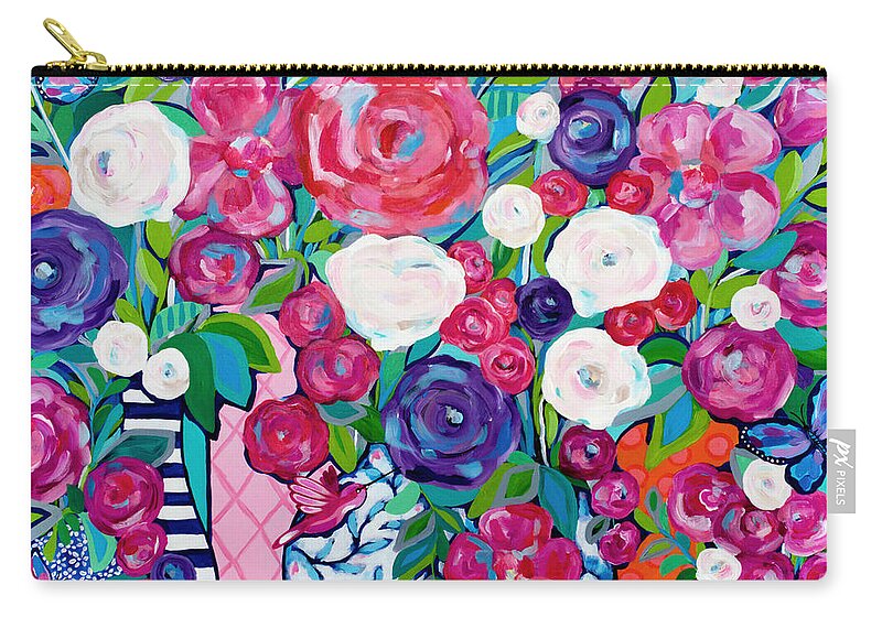 Flowers Zip Pouch featuring the painting Summer Soiree by Beth Ann Scott
