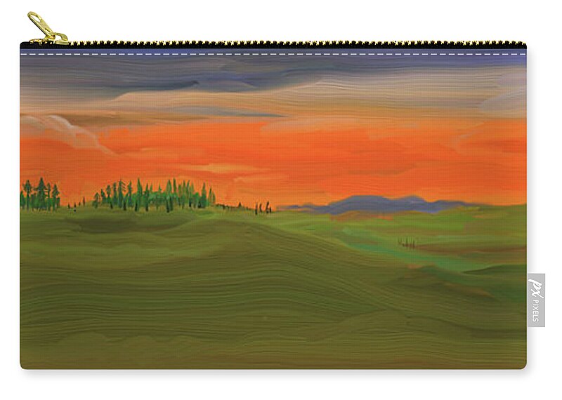 Sunset Zip Pouch featuring the digital art Summer Sunset Painting by Kae Cheatham