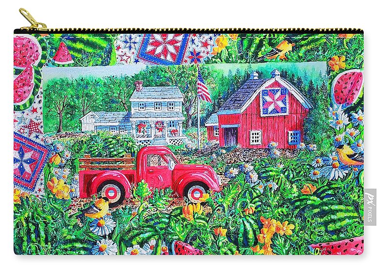 Red Truck Carry-all Pouch featuring the painting Summertime by Diane Phalen