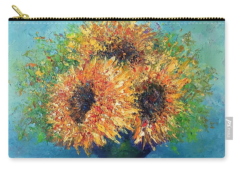Sunflowers Zip Pouch featuring the painting Sun Bouquet by Shannon Grissom