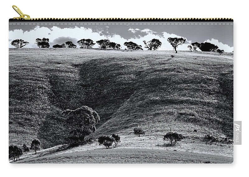 Hills Zip Pouch featuring the photograph Sun On The Hills by Wayne Sherriff