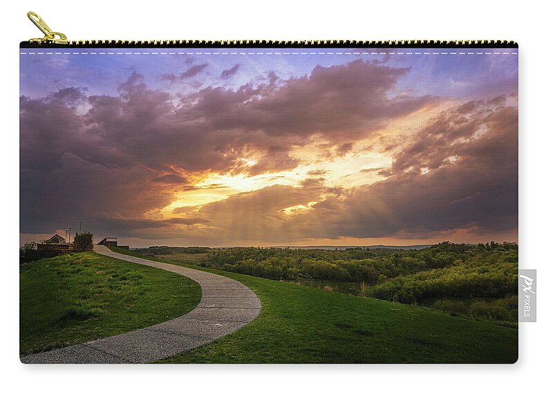 Sun Zip Pouch featuring the photograph Sun on the Valley II by Jason Fink