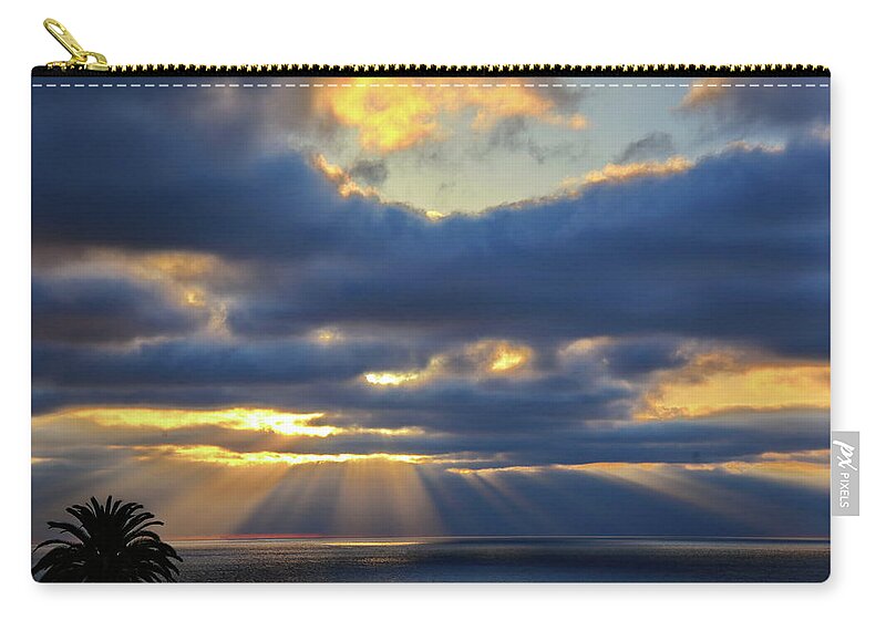 Sun Rays Zip Pouch featuring the photograph Sun Rays at Sunset - La Jolla by Russ Harris