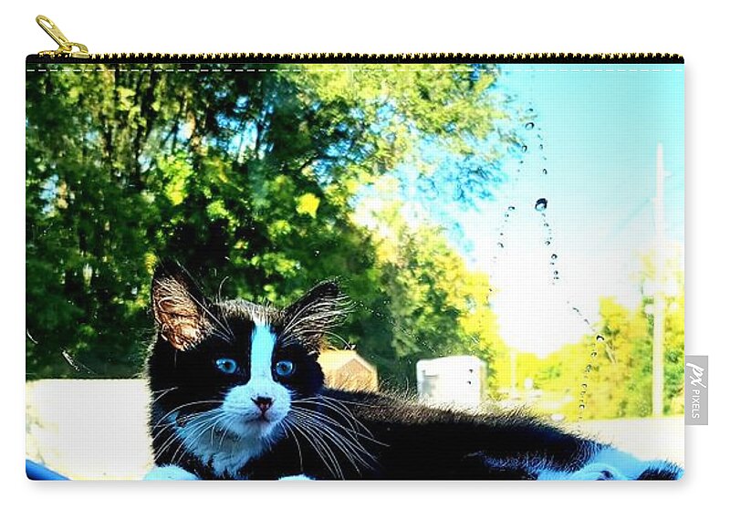 Sun Zip Pouch featuring the photograph Sunbathing on the dash by Shalane Poole