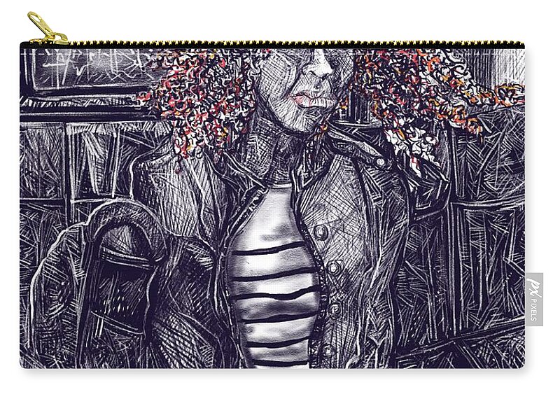 Digital Drawing Zip Pouch featuring the digital art Sunday by Angela Weddle