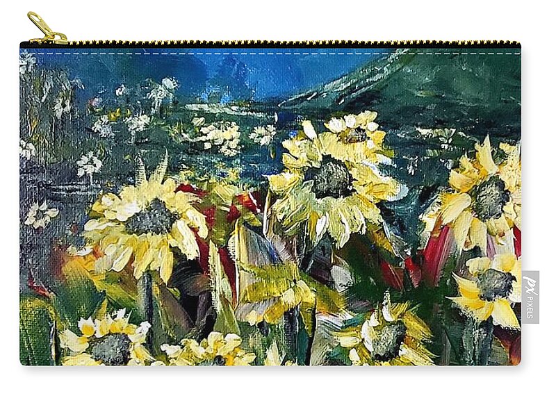 Sunflowers Zip Pouch featuring the painting Sunflower Daydream by Eileen Kelly