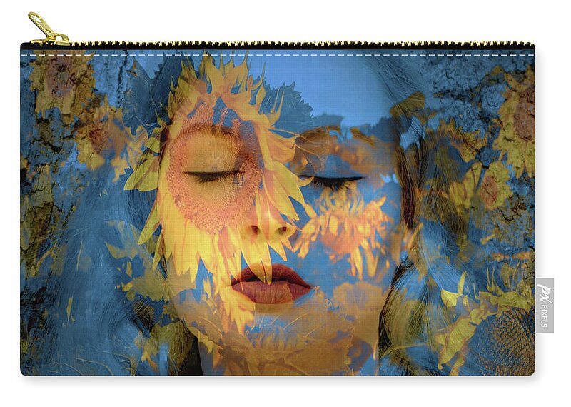 Sunflower Zip Pouch featuring the photograph Sunflower Girl by Marilyn MacCrakin