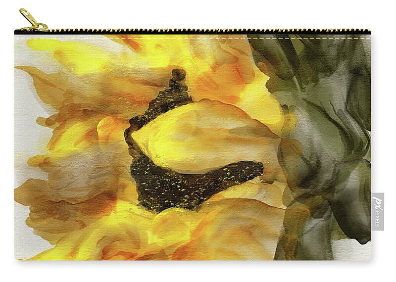 Sunflower Zip Pouch featuring the digital art Sunflower In Profile by Lois Bryan