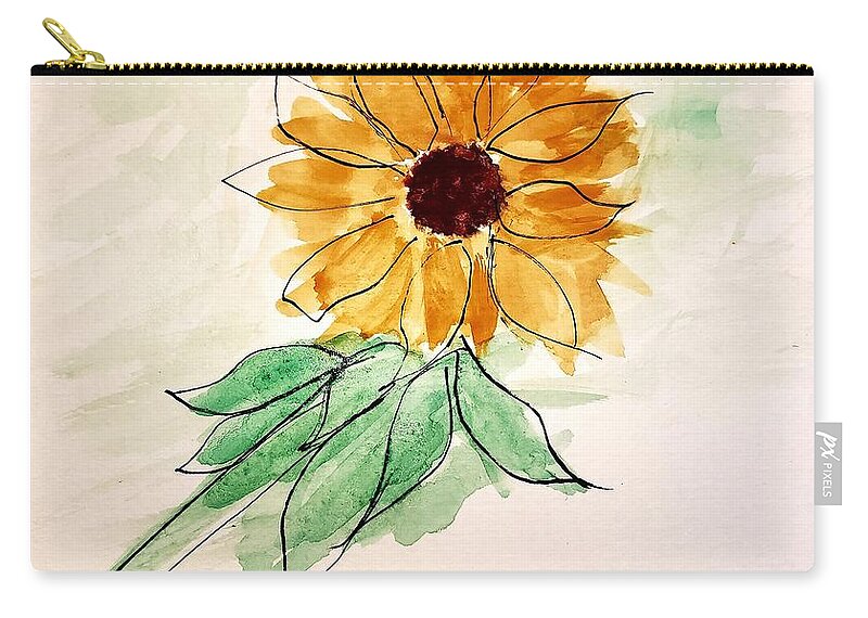  Zip Pouch featuring the painting Sunflower by Margaret Welsh Willowsilk
