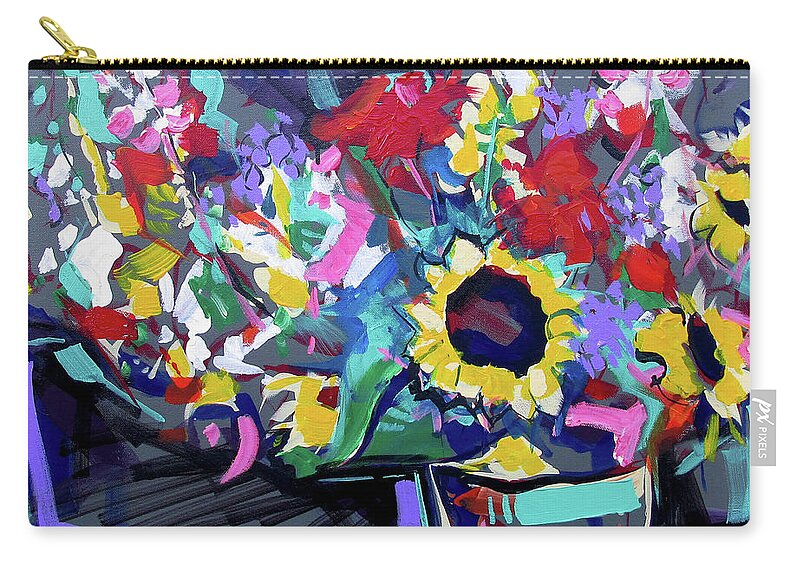 Sunflower Vase Carry-all Pouch featuring the painting Sunflower Vase by John Gholson
