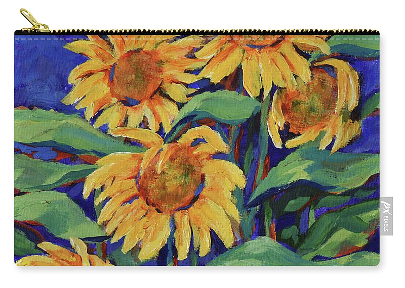 Sunflowers Zip Pouch featuring the painting Sunflowers by David Dorrell