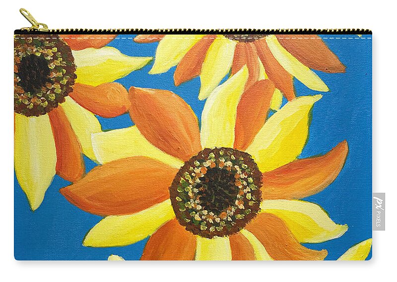 Sunflower Carry-all Pouch featuring the painting Sunflowers Five by Christina Wedberg