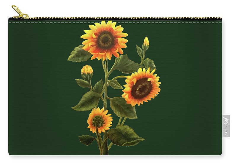 Portrait Zip Pouch featuring the painting Sunflowers by Sarah Irland