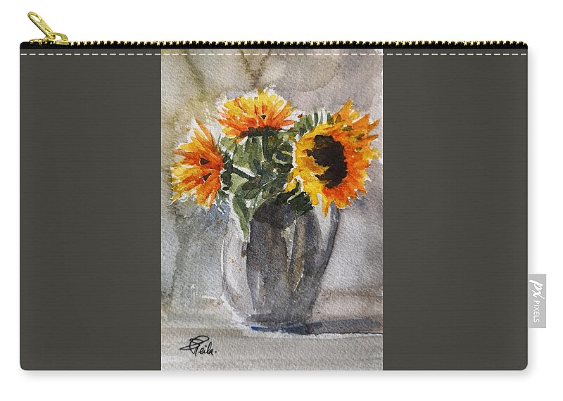 Still Life Carry-all Pouch featuring the painting Sunflowers by Sheila Romard
