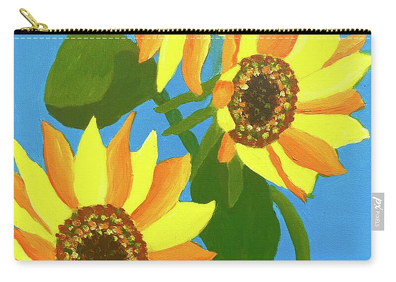 Sunflower Carry-all Pouch featuring the painting Sunflowers Three by Christina Wedberg