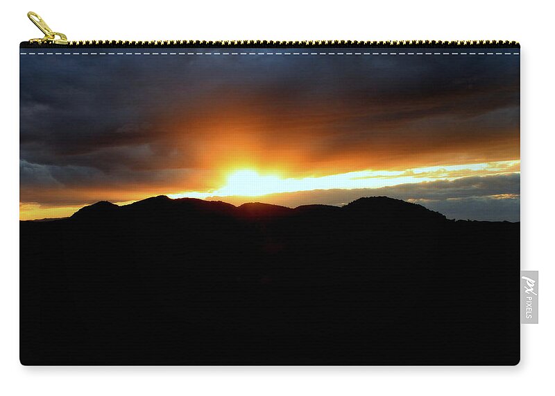 Sunglow Over Westwing Zip Pouch featuring the photograph Sunglow Over Westwing - Dark Sky by Gene Taylor