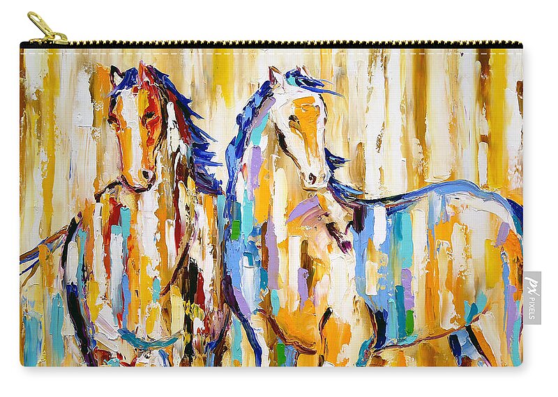 Brilliant Sunlight Zip Pouch featuring the painting Sunlight Meadow by Laurie Pace