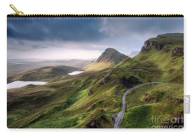 Landscape Zip Pouch featuring the photograph Sunlight on the Quiraing II by David Lichtneker