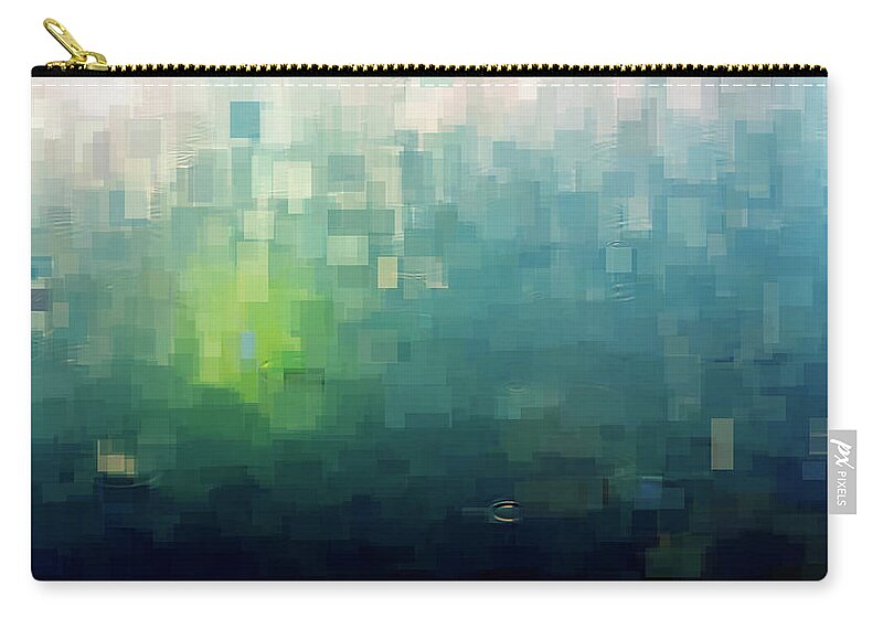Abstract Zip Pouch featuring the mixed media Sunlight on Water with Raindrops Abstract by Shelli Fitzpatrick