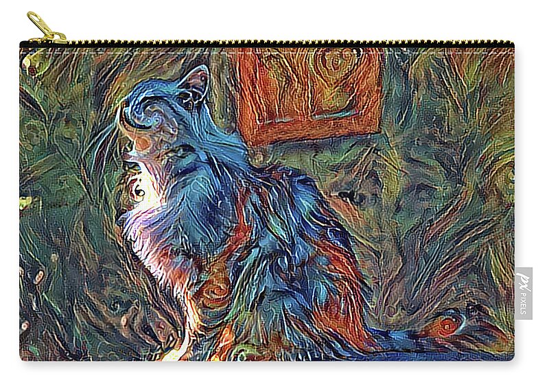 Cat In Sun Zip Pouch featuring the digital art Sunny Cat 11422 by Cathy Anderson