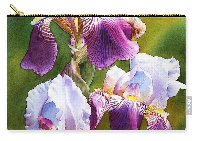 Iris Carry-all Pouch featuring the painting Sunny Irises by Espero Art