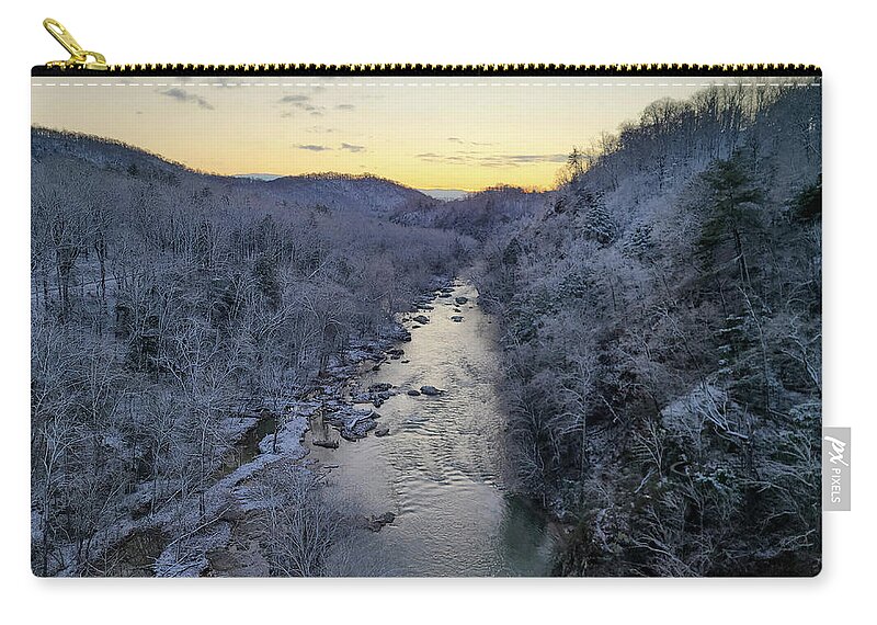 Blue Ridge Parkway Zip Pouch featuring the photograph Sunrise after Snow by Deb Beausoleil