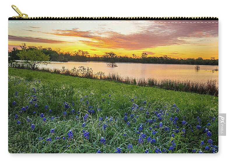 Texas Zip Pouch featuring the photograph Spring Sunrise at McKinnish Park by Ron Long Ltd Photography