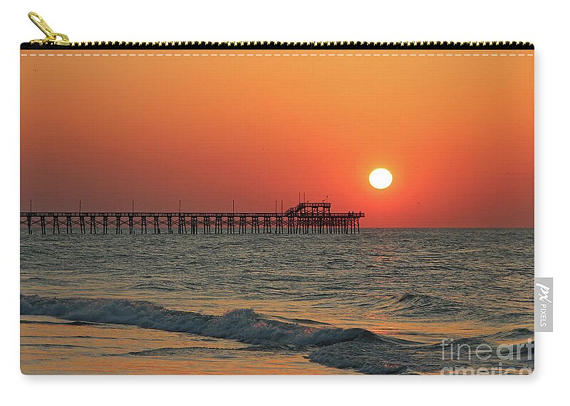 Seaview Zip Pouch featuring the photograph Sunrise at Seaview Pier North Topsail Island 1289 by Jack Schultz