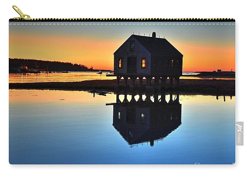 Cape Porpoise Zip Pouch featuring the photograph Sunrise at the Fishing Shack by Steve Brown