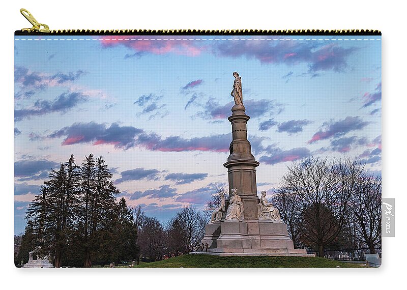 Historic Zip Pouch featuring the photograph Sunrise in Gettysburg 5 by Amelia Pearn