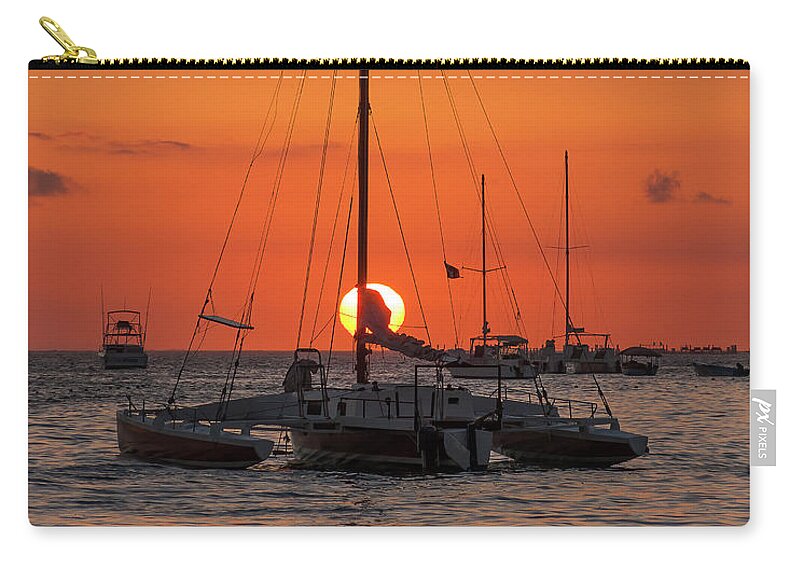 Melia Caribe Tropical Zip Pouch featuring the photograph Sunrise in Punta Cana by Adam Romanowicz