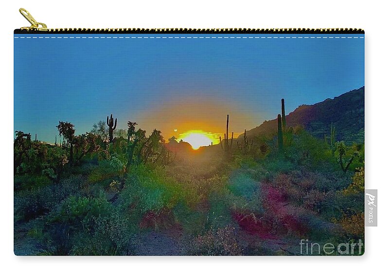 Sunrise Zip Pouch featuring the digital art Sunrise In Superior AZ by Tammy Keyes