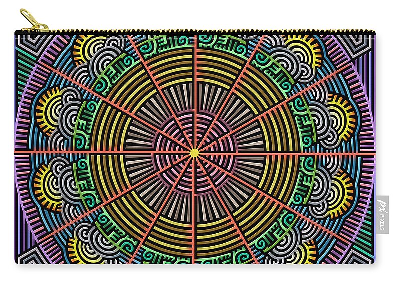 Labyrinth And Maze Mandalas Zip Pouch featuring the digital art Sunrise In The Labyrinth Of Morning by Becky Titus