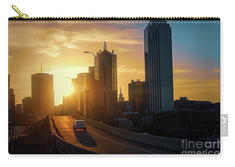 Sunrise Zip Pouch featuring the photograph Sunrise Off the Margaret Hunt Hill Bridge by Diana Mary Sharpton