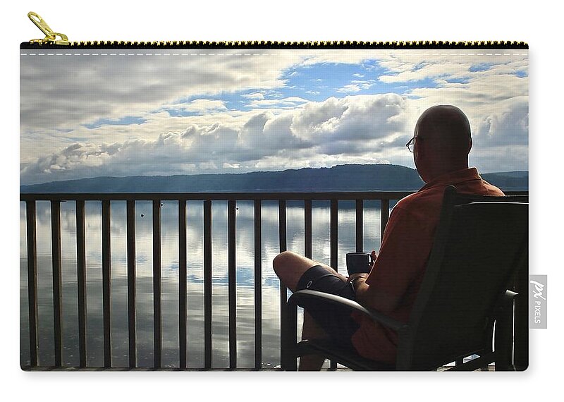 Deck Zip Pouch featuring the photograph Sunrise on the Deck by Carol Jorgensen