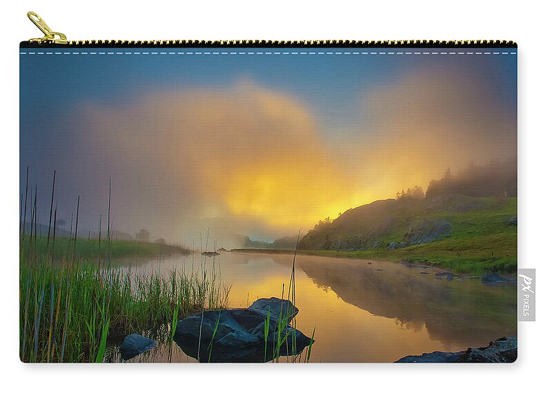 Landscape Zip Pouch featuring the photograph Sunrise on the lake 1 by Remigiusz MARCZAK