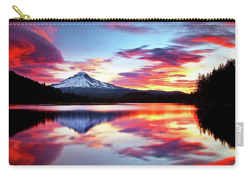 Mount Hood Zip Pouch featuring the photograph Sunrise on the Lake by Darren White