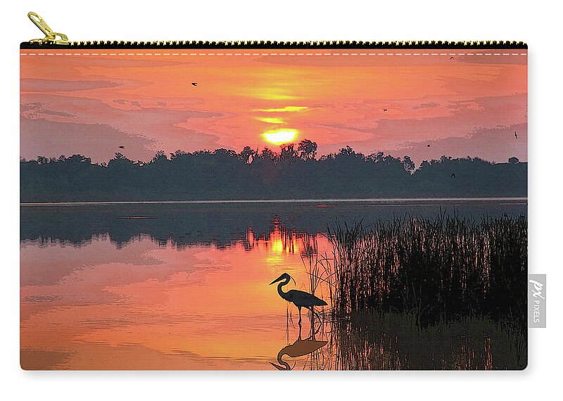 Sunrise Zip Pouch featuring the photograph Sunrise Over Lake Smart by Robert Carter